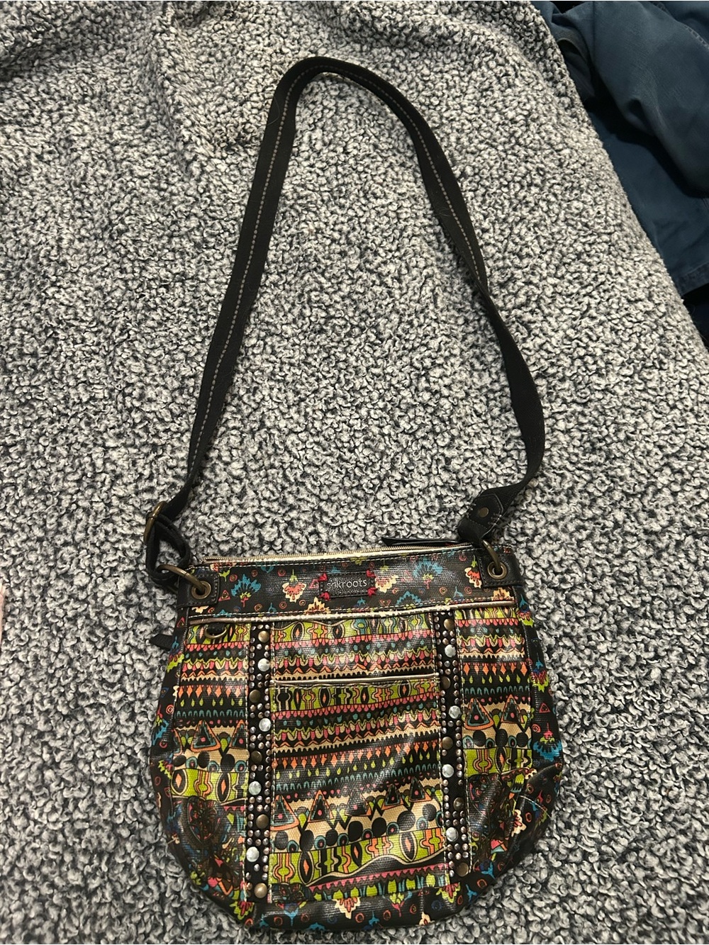 Sakroots Multicolor Patterned Crossbody Bag with Black Strap